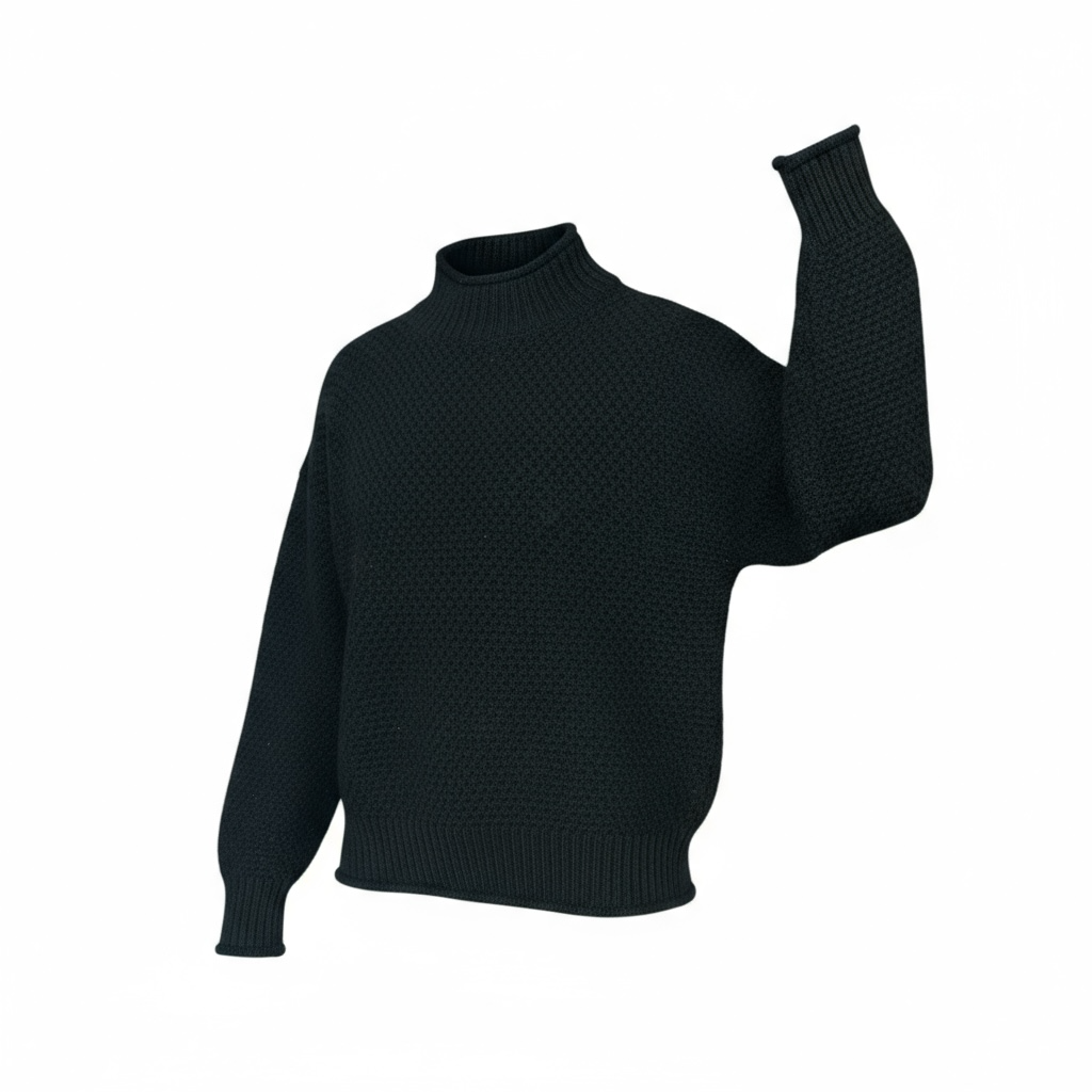 Black Mock Neck Sweater By Zesica