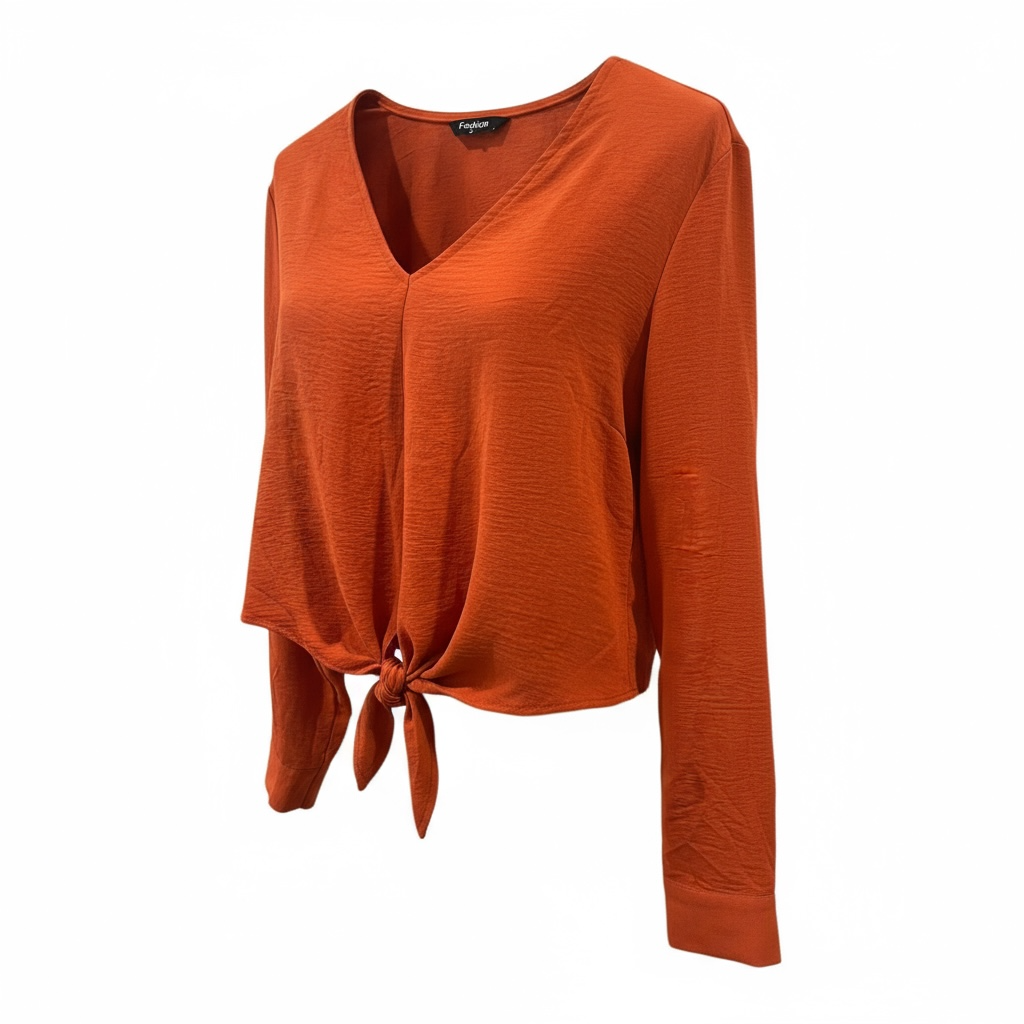 Burnt Orange tie-front top-Fashion