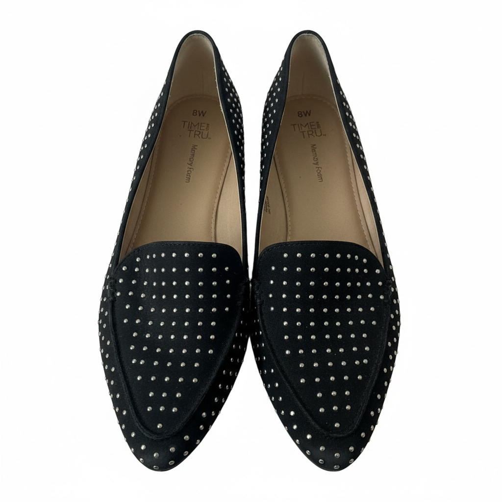 Black Studded Flats-Unbranded