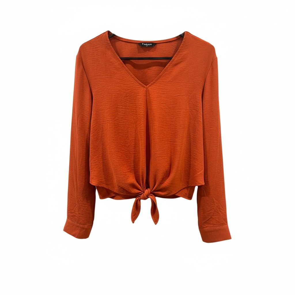 Burnt Orange tie-front top-Fashion