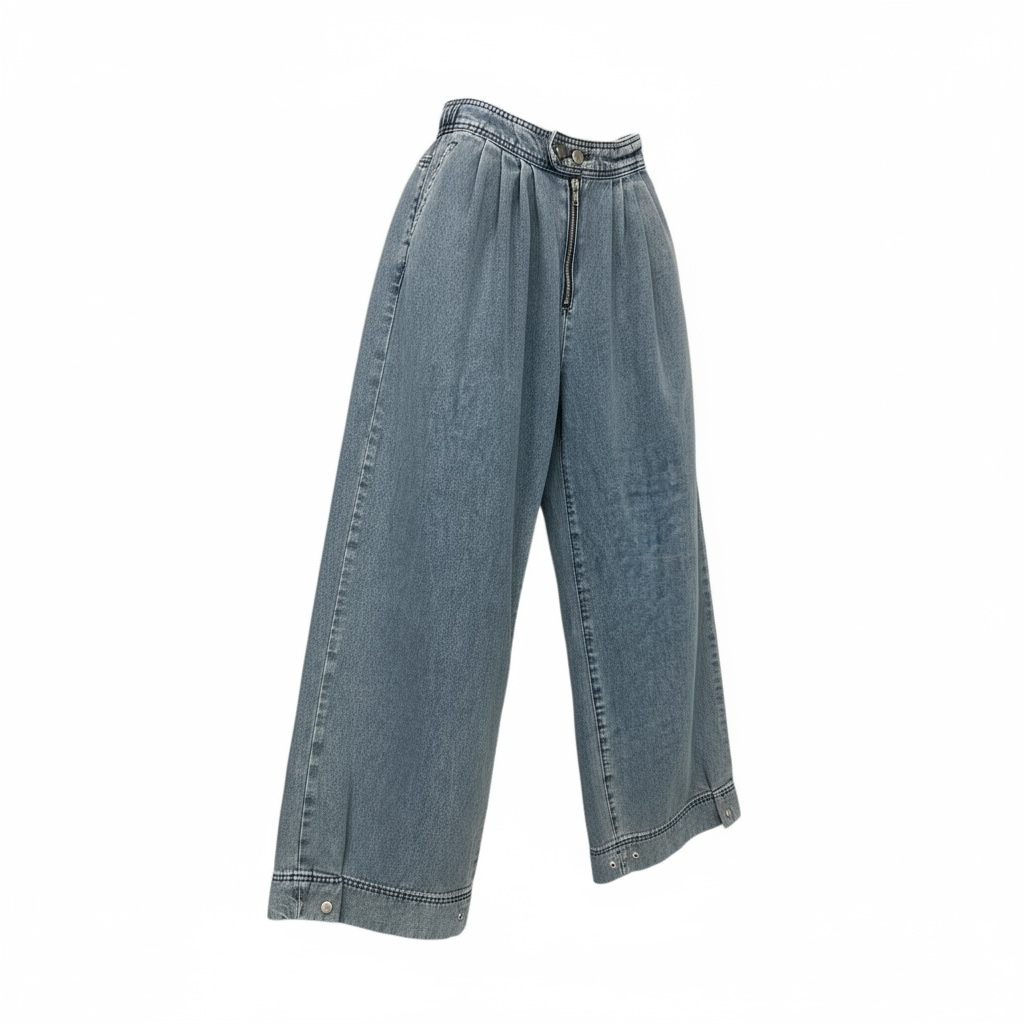Convertible Denim wide leg jeans-Ursime