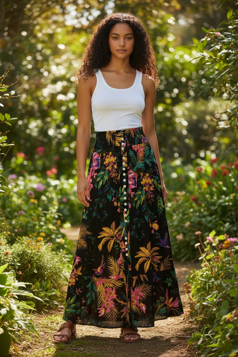 Floral Maxi Skirt by Cynthai Rowley