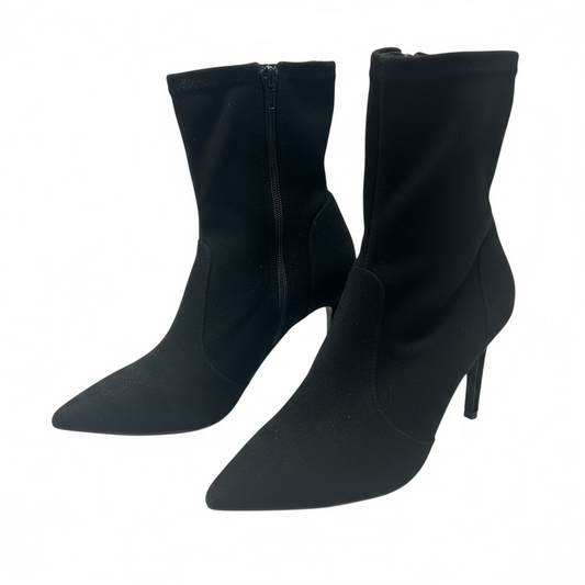 Black Faux Suede High Heel Boots-Express