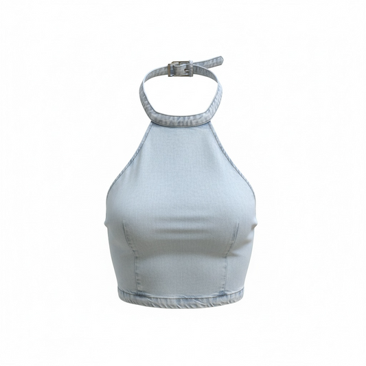 Denim Halter Top- WeWoreWhat