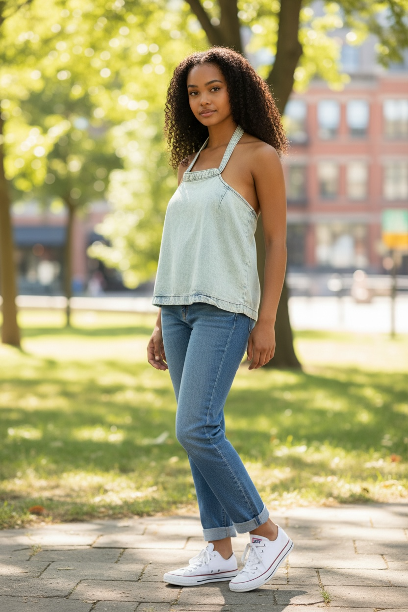 Denim Halter Top- WeWoreWhat