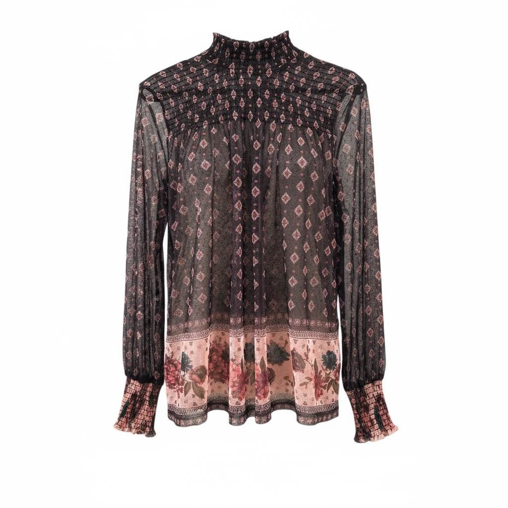 Black and pink sheer top-Maurices