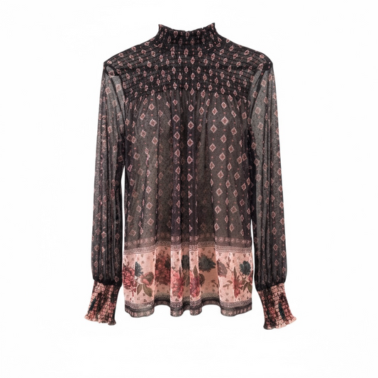 Black and pink sheer top-Maurices