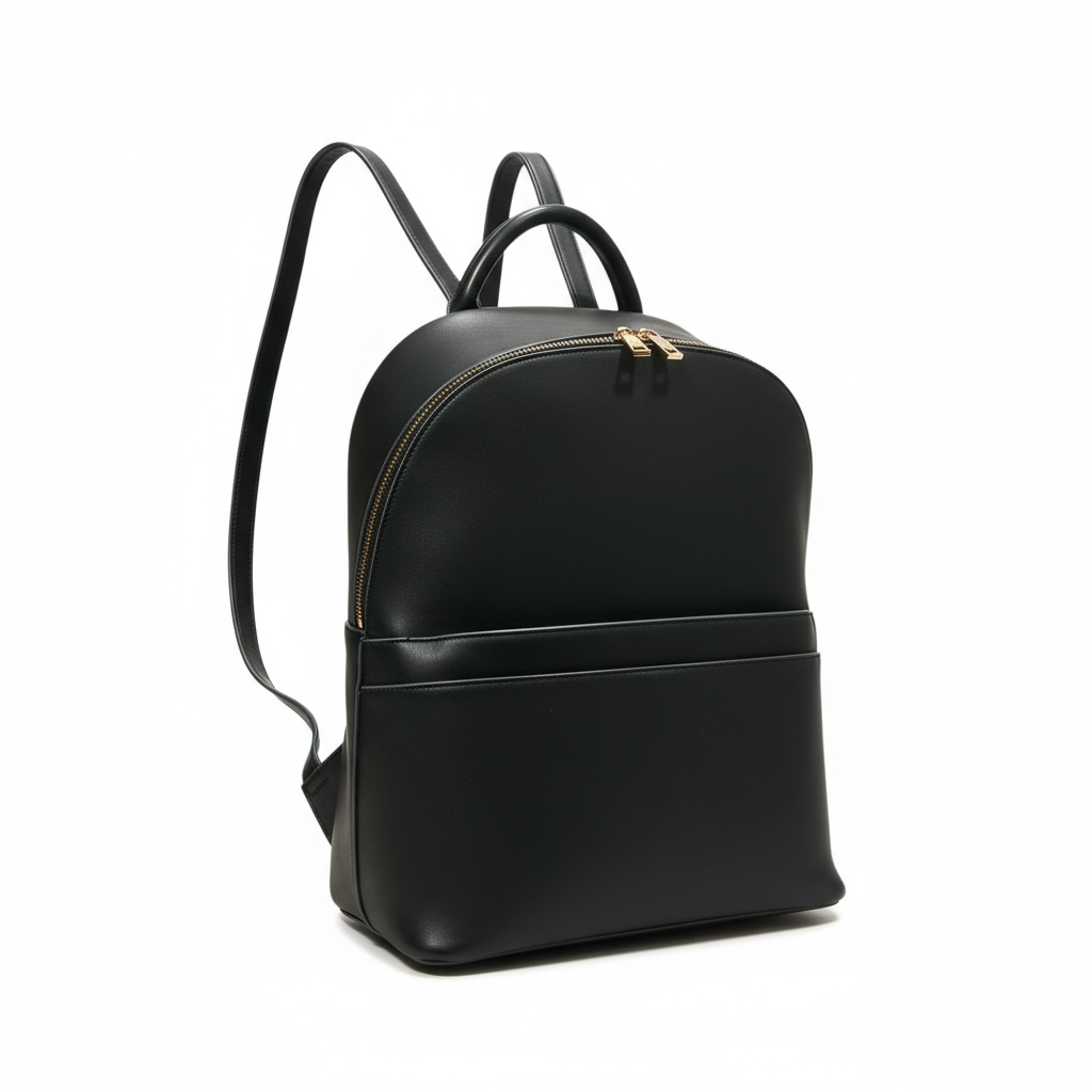 Black Faux Leather Backpack Purse